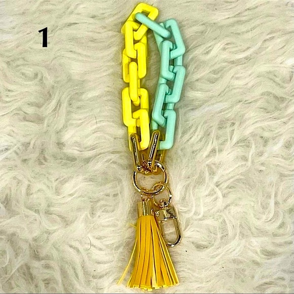 🆕💜🩷LAVENDER/PINK RECTANGLE 2 TONE Rubber Coated Keychain - Picture 4 of 9